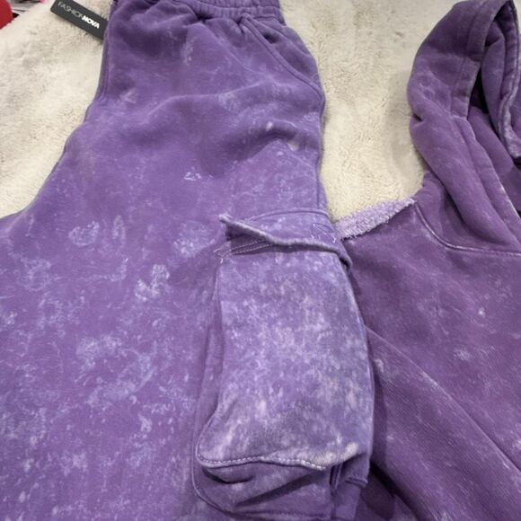 Fashion nova NWT2 piece sweatsuit jogger set purple 1X - Picture 3 of 4